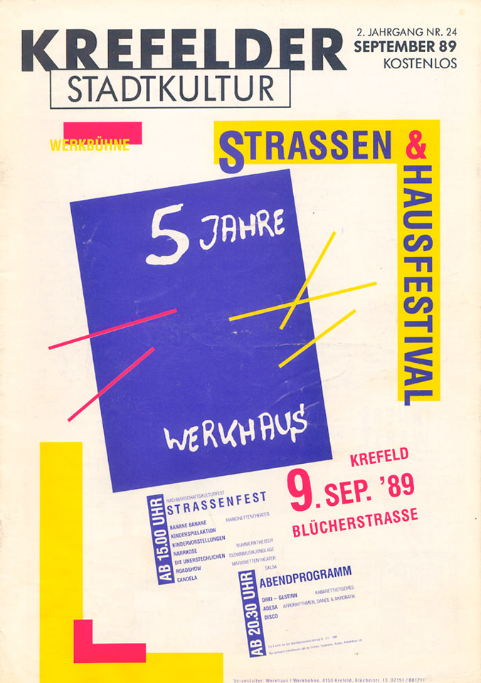 »Krefelder Stadtkultur«, Ausgabe September 1989. Repro: K.-H. Bongartz
