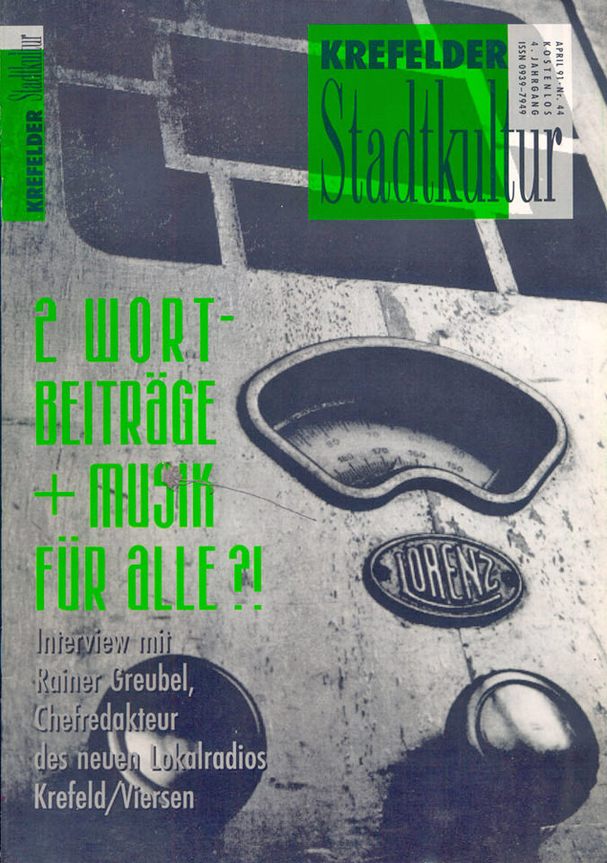 »Krefelder Stadtkultur«, Ausgabe April 1991. Repro: K.-H. Bongartz
