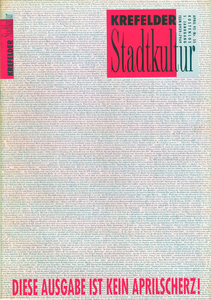 »Krefelder Stadtkultur«, Ausgabe April 1992. Repro: K.-H. Bongartz